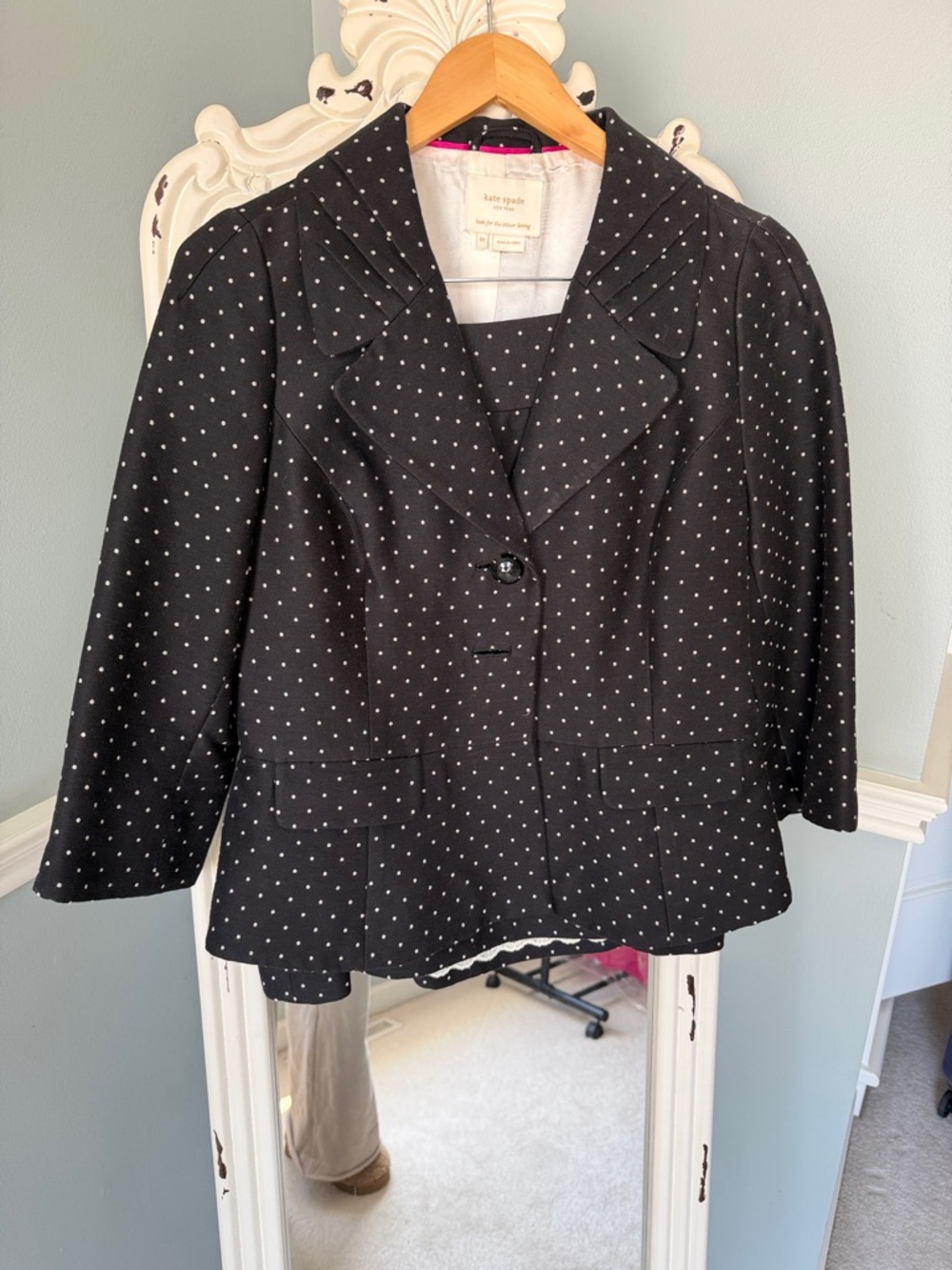kate spade Black Polka Dot blazer and matching pencil skirt